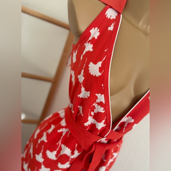 NWOT Women's Collared Sleeveless Cherry Tomato Sweaterknit Midi Wrap Dress - Picture 10 of 11